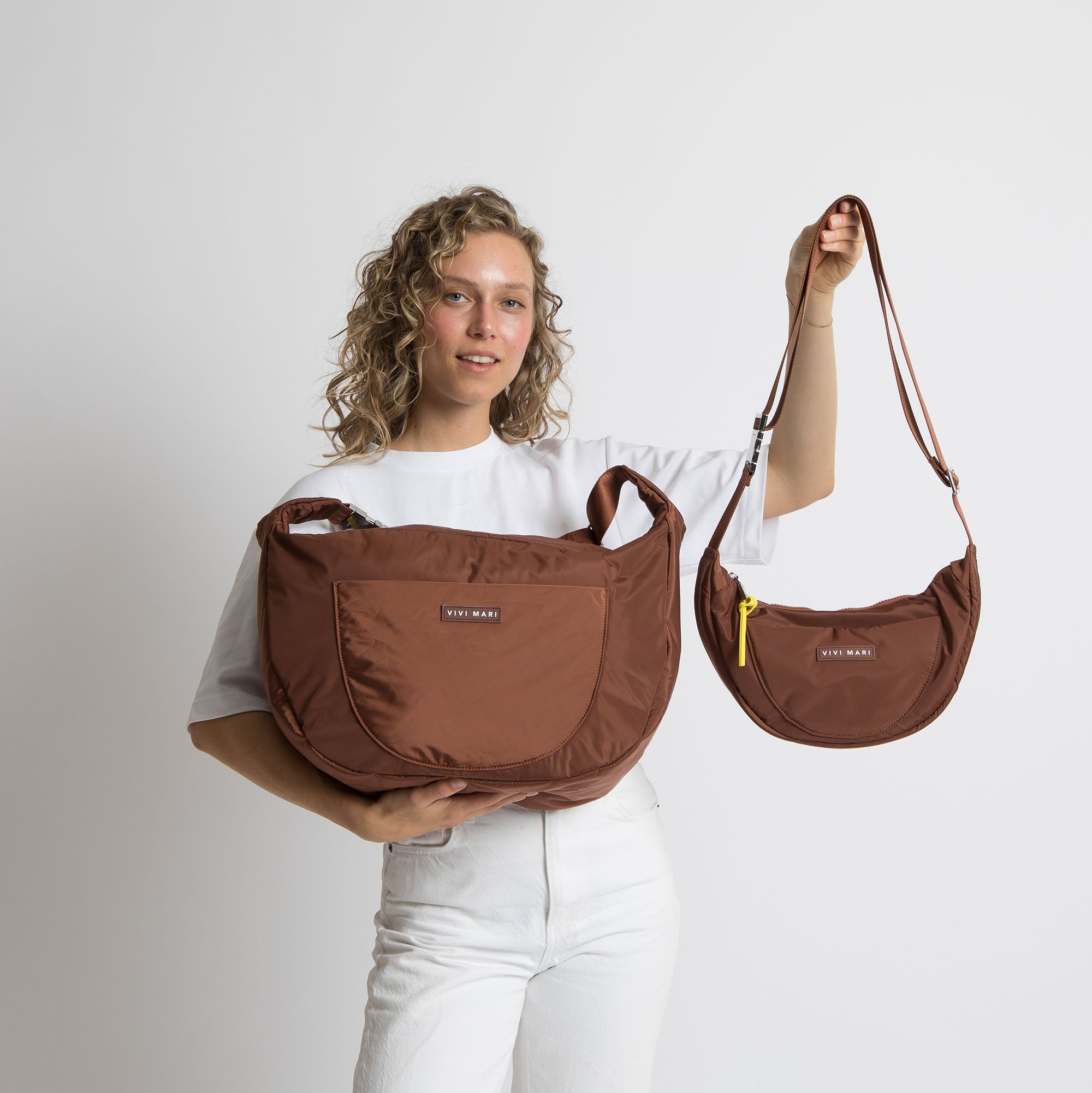 Padded Hip Bag oversized - tan - VIVI MARI