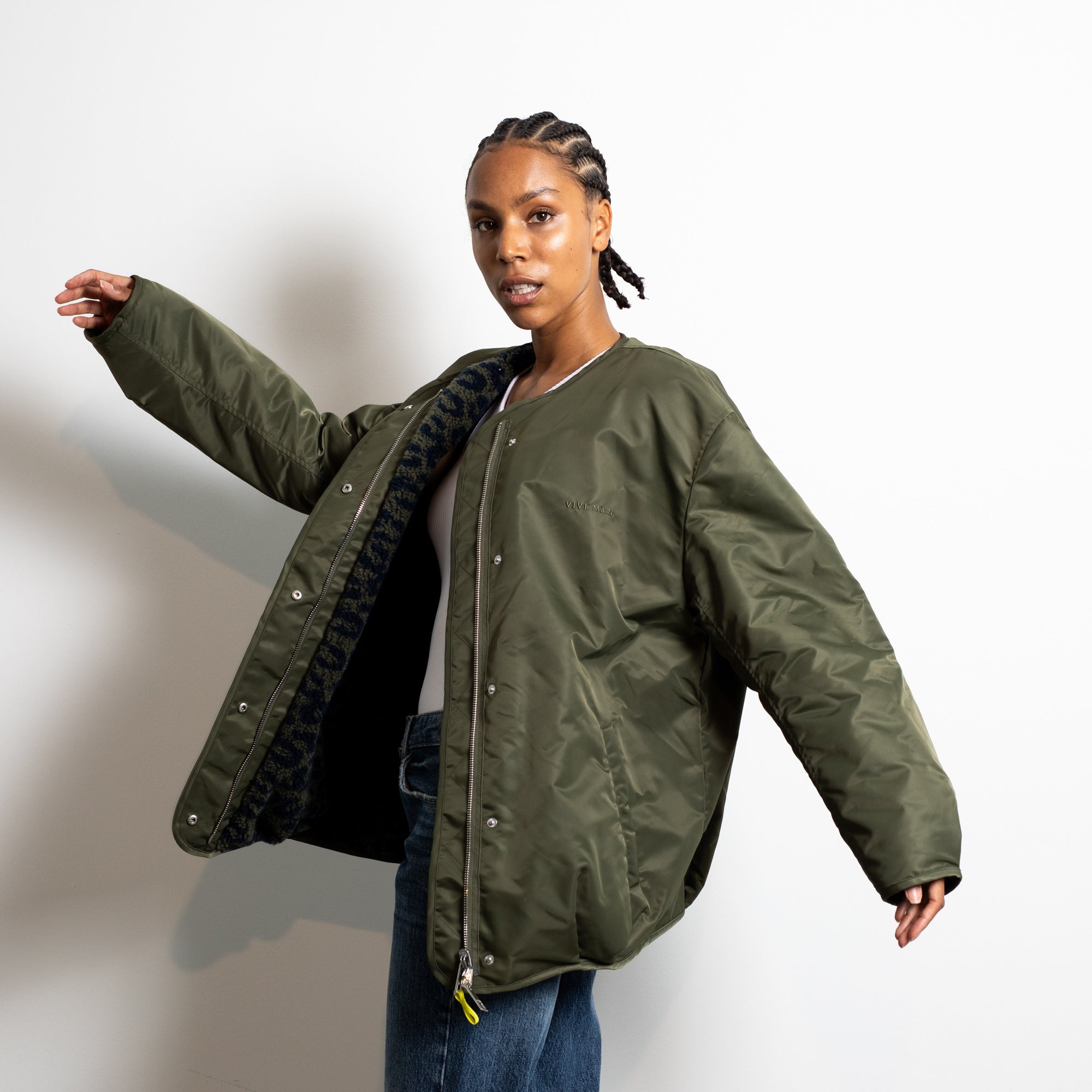 Reversible Bomber Jacket olive/leo navy-olive VIVI MARI