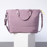 padded tote bag large + strap basic woven slim - ash plum