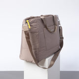 padded tote bag large + strap basic woven slim - dark mushroom