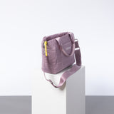 padded tote bag small + strap basic woven slim - ash plum