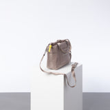 padded tote bag mini + strap basic woven slim - dark mushroom