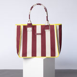Carry All Bag - bold stripes wine red/sand