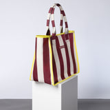 Carry All Bag - bold stripes wine red/sand