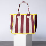 Carry All Bag - bold stripes wine red/sand