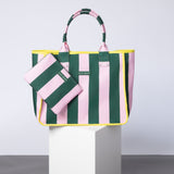 Carry All Bag - bold stripes green/rosé