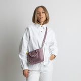 padded tote bag mini + strap basic woven slim - ash plum