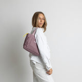 padded tote bag small + strap basic woven slim - ash plum