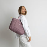 padded tote bag medium + strap basic woven slim - ash plum