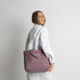padded tote bag medium + strap basic woven slim - ash plum