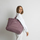 padded tote bag large + strap basic woven slim - ash plum