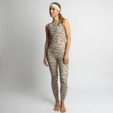 Activewear Top cropped leo splashes mushroom/sand