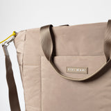 padded tote bag large + strap basic woven slim - dark mushroom