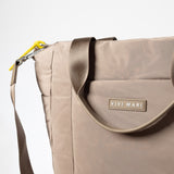 padded tote bag medium + strap basic woven slim - dark mushroom