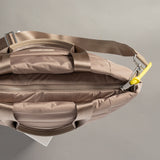 padded tote bag medium + strap basic woven slim - dark mushroom