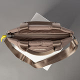 padded tote bag small + strap basic woven slim - dark mushroom