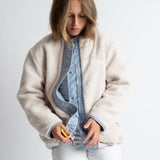 Reversible Bomber Jacket - ash blue/sand