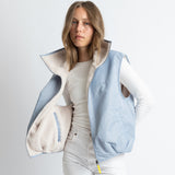 Reversible Bomber Vest - ash blue/sand