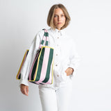 Carry All Bag - bold stripes green/rosé