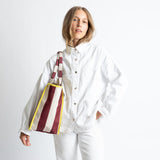Carry All Bag - bold stripes wine red/sand