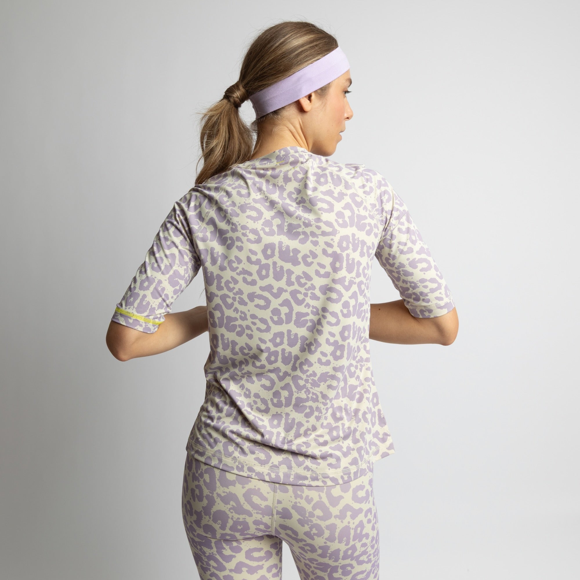 Activewear Half Sleeve T-Shirt leo splashes lavender/grey - VIVI MARI