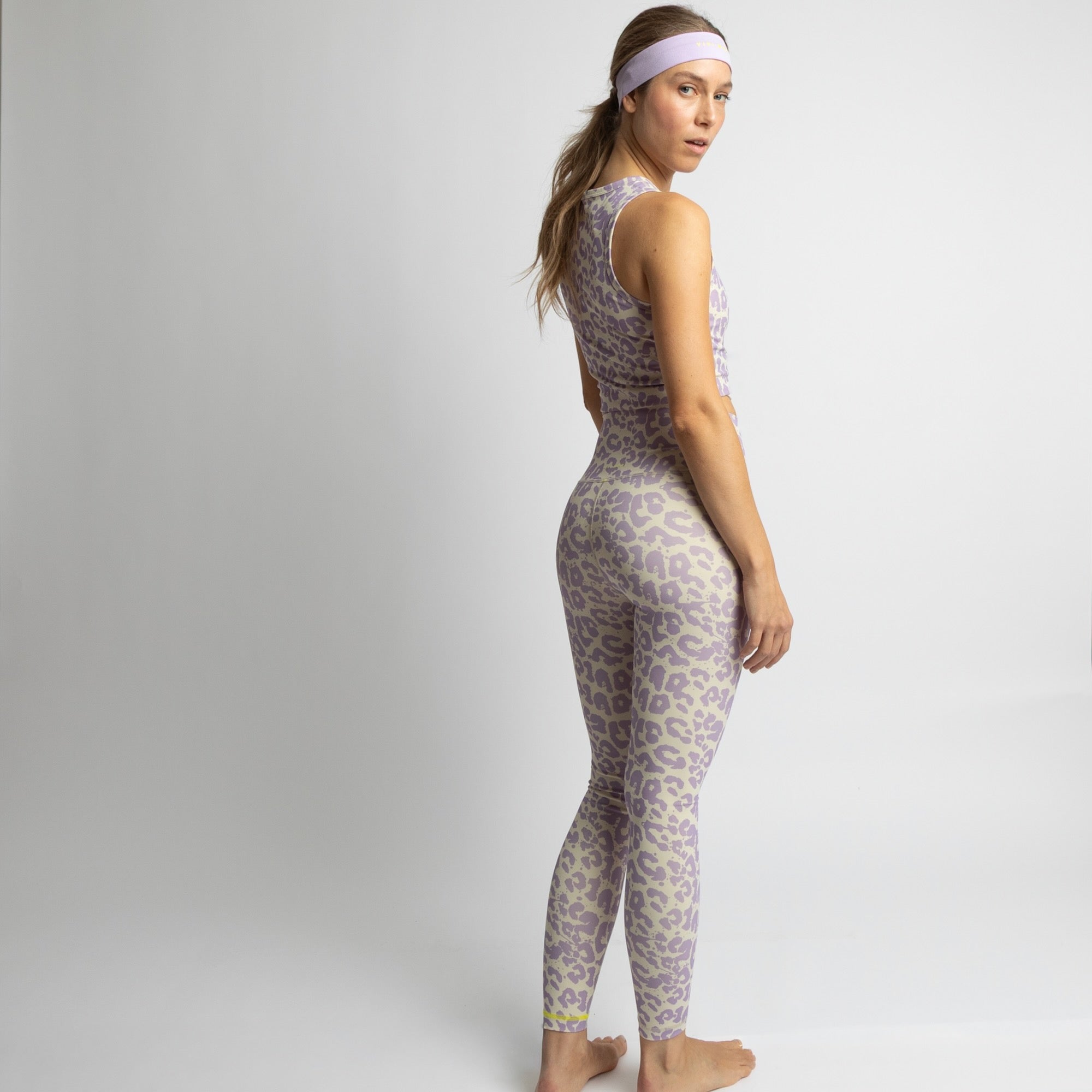 Activewear Top cropped leo splashes lavender/grey - VIVI MARI