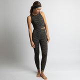 Activewear Top cropped leo splashes navy/olive - VIVI MARI