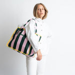 Carry All Bag - bold stripes green/rosé - VIVI MARI