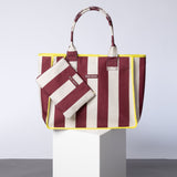 Carry All Bag - bold stripes wine red/sand - VIVI MARI