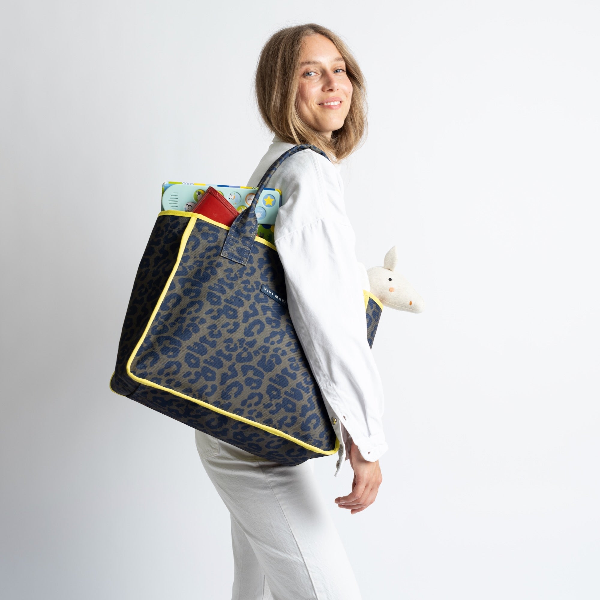 Carry All Bag - leo splashes navy/olive - VIVI MARI