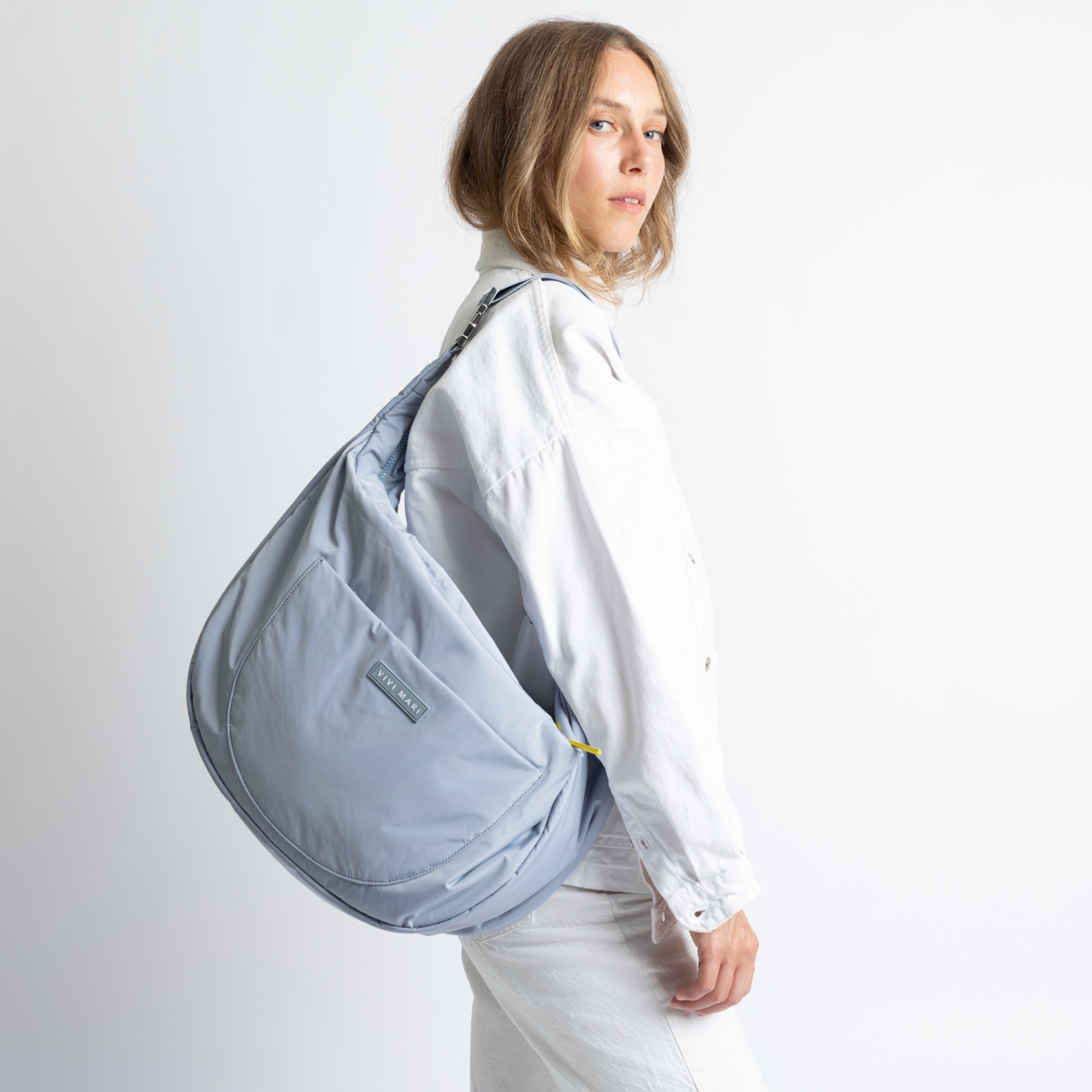 Padded Hip Bag oversized - ash blue - VIVI MARI