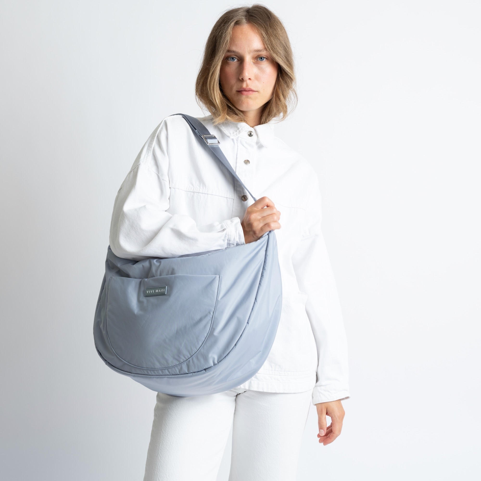 Padded Hip Bag oversized - ash blue - VIVI MARI