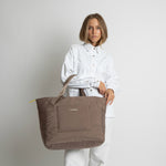 padded tote bag large + strap basic woven slim - dark mushroom - VIVI MARI