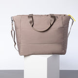 padded tote bag large + strap basic woven slim - dark mushroom - VIVI MARI