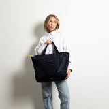 padded tote bag large + strap basic woven slim - navy - VIVI MARI