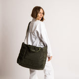 padded tote bag large + strap basic woven slim - olive - VIVI MARI