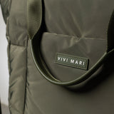 padded tote bag large + strap basic woven slim - olive - VIVI MARI