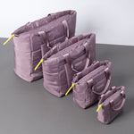 padded tote bag medium + strap basic woven slim - ash plum - VIVI MARI
