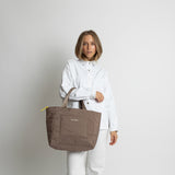 padded tote bag medium + strap basic woven slim - dark mushroom - VIVI MARI