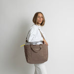 padded tote bag medium + strap basic woven slim - dark mushroom - VIVI MARI
