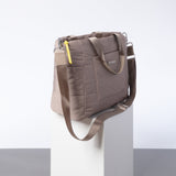 padded tote bag medium + strap basic woven slim - dark mushroom - VIVI MARI