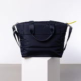 padded tote bag medium + strap basic woven slim - navy - VIVI MARI