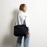 padded tote bag medium + strap basic woven slim - navy - VIVI MARI