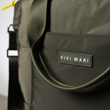 padded tote bag medium + strap basic woven slim - olive - VIVI MARI