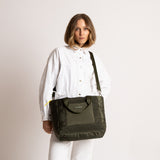 padded tote bag medium + strap basic woven slim - olive - VIVI MARI