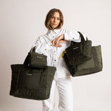 padded tote bag medium + strap basic woven slim - olive - VIVI MARI