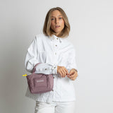 padded tote bag mini + strap basic woven slim - ash plum - VIVI MARI