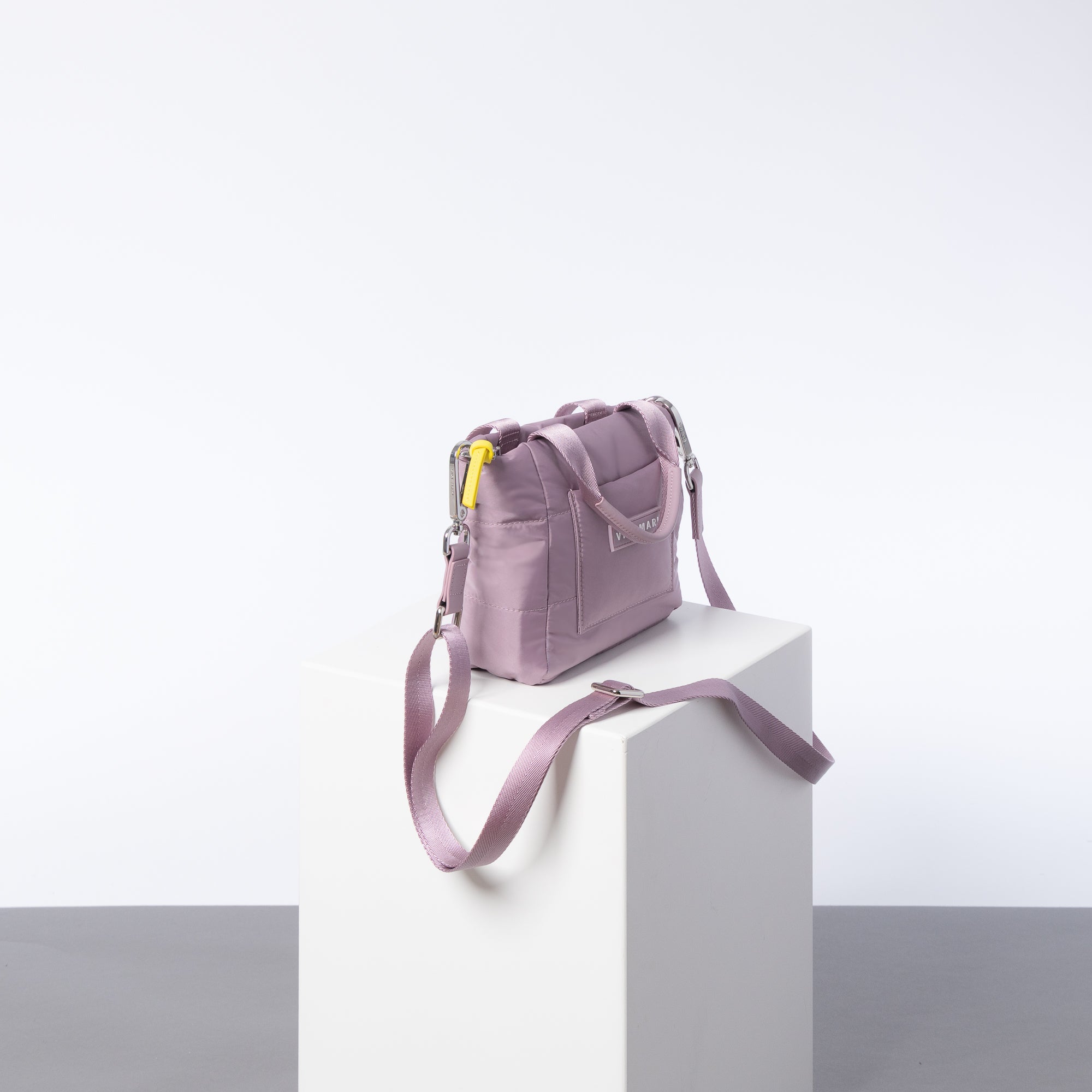 padded tote bag mini + strap basic woven slim - ash plum - VIVI MARI