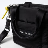 padded tote bag mini + strap basic woven slim - black - VIVI MARI