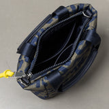 padded tote bag mini + strap basic woven slim - leo splashes navy/olive - VIVI MARI